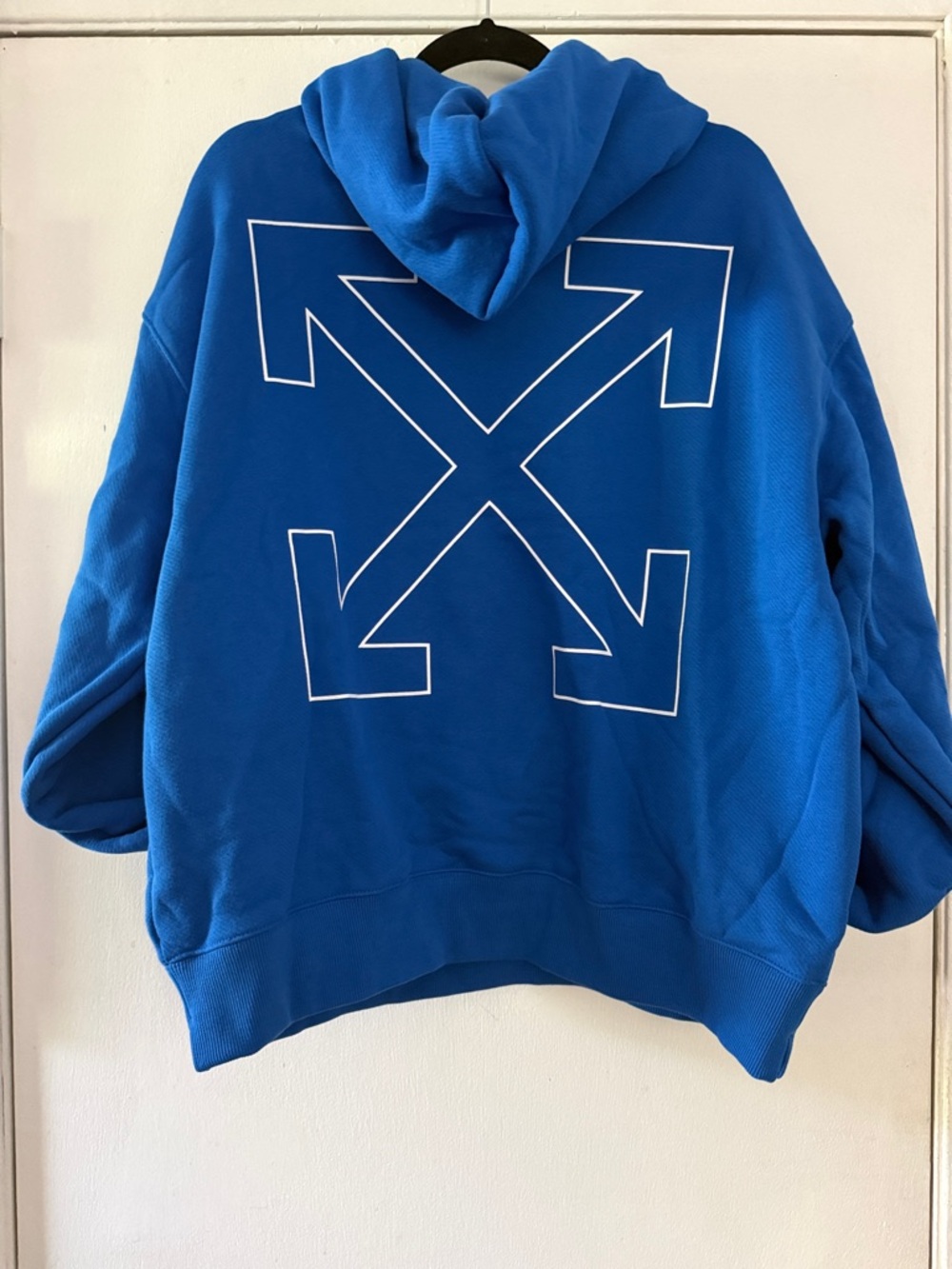 Off-White Blue Pullover Hoodie with Small Chest Logo - Picture 3 of 5